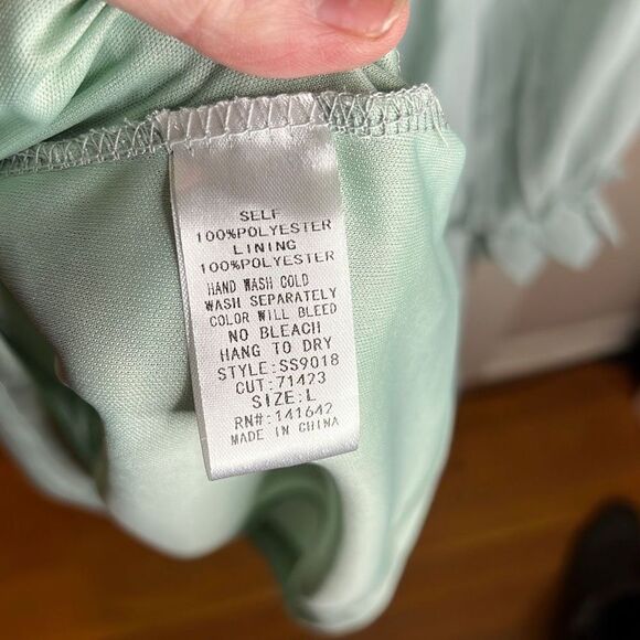 She + Sky Women's Chiffon Ruffle Tiered Maternity Dress Mint Green Size Large - Picture 6 of 9